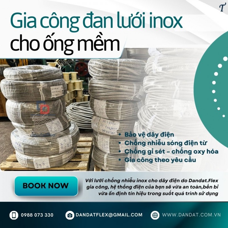 Dây điện luồn cáp chống nhiễu/ Lưới inox bảo vệ dây điện/ Dây điện đan lưới chống nhiễu