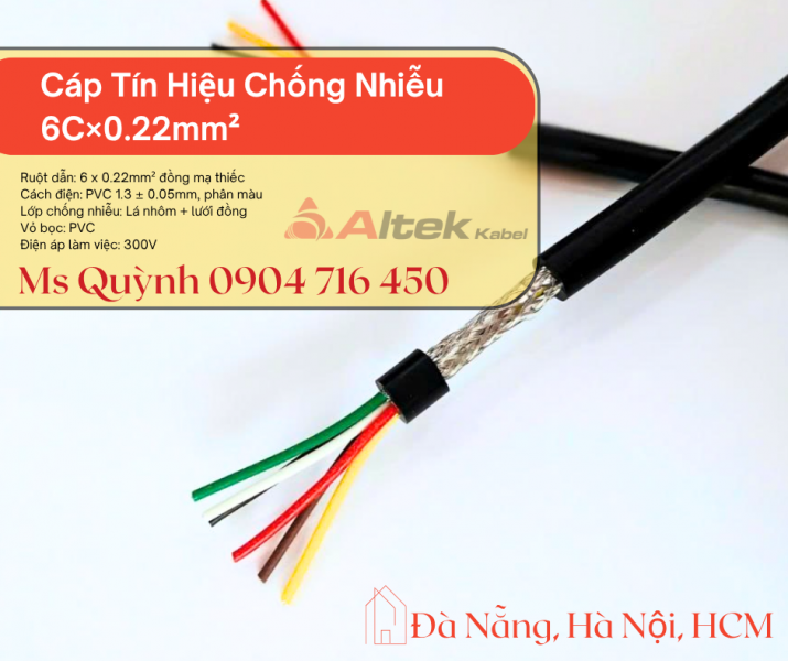Cáp tín hiệu chống nhiễu 6x0.22 altek kabel hà nội, đà nẵng, sài gòn
