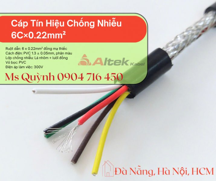 Cáp tín hiệu chống nhiễu 6x0.22 altek kabel hà nội, đà nẵng, sài gòn