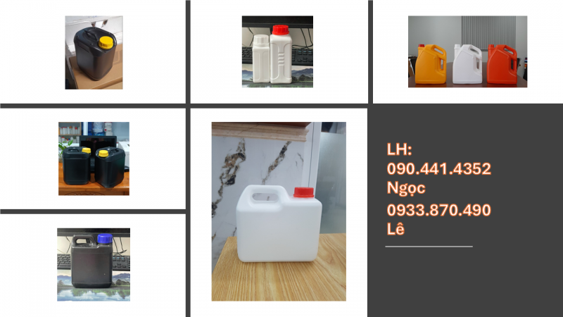 Bán can nhựa 5 lít đựng axit đặc, bình nhựa 2L đựng kiềm, can 1 lít đựng hóa chất mạnh 
