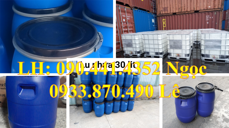 Thùng phuy nhựa 220L đựng nước sạch, thùng nhựa 120 lít đựng hóa chất dệt may