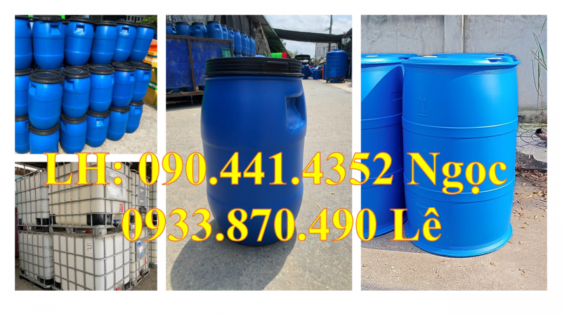 Thùng phuy nhựa 220L đựng nước sạch, thùng nhựa 120 lít đựng hóa chất dệt may