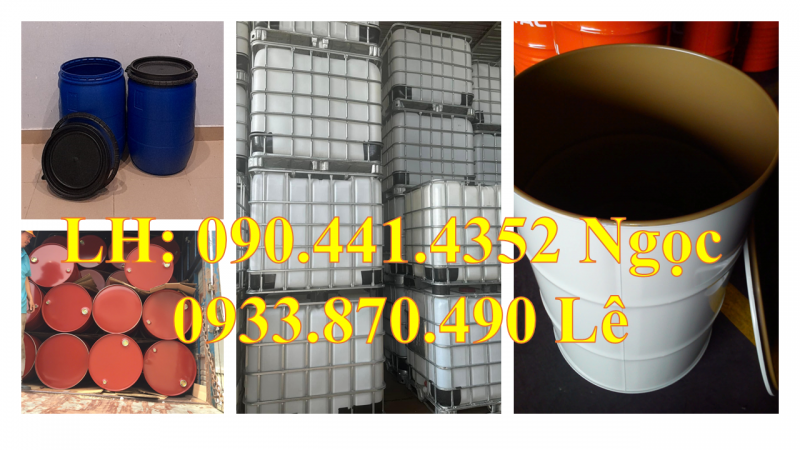 Thùng phuy sắt đựng hóa chất màu trắng, đỏ, xanh dương mới 