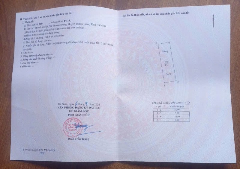 Chính Chủ Cần Bán Gấp Lô Đất Vị Trí Đẹp Tại Xã Thanh Hương - Thanh Liêm - Hà Nam