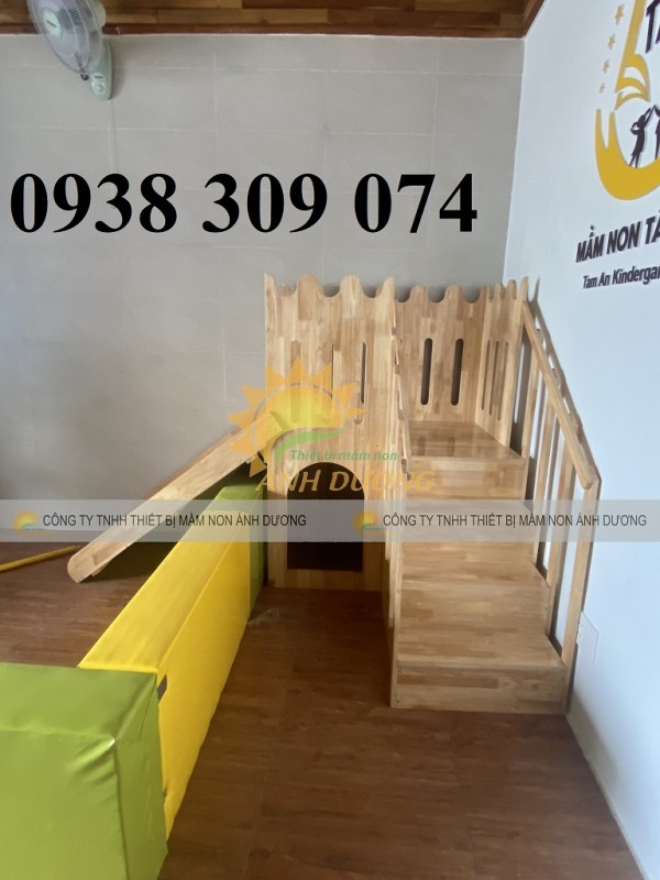 Cầu trượt gỗ liên hoàn, cầu trượt gỗ ngoài trời giá rẻ