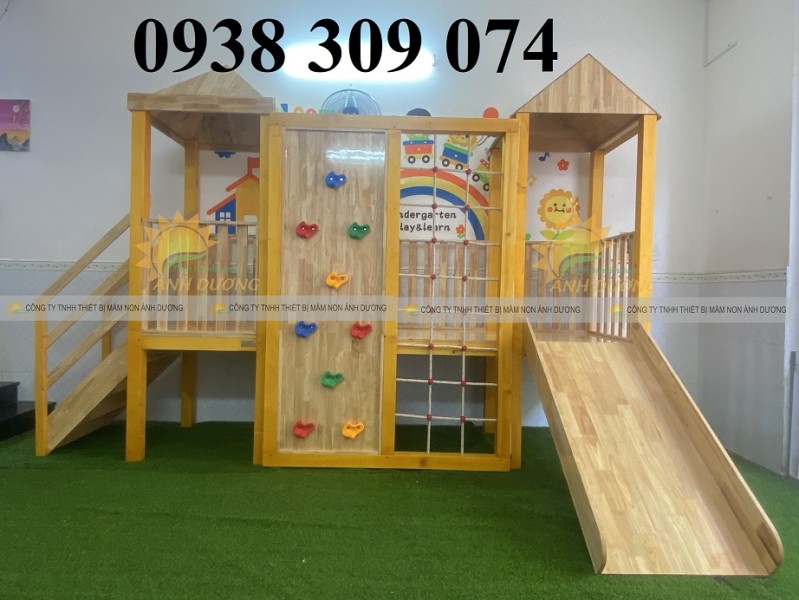 Cầu trượt gỗ liên hoàn, cầu trượt gỗ ngoài trời giá rẻ