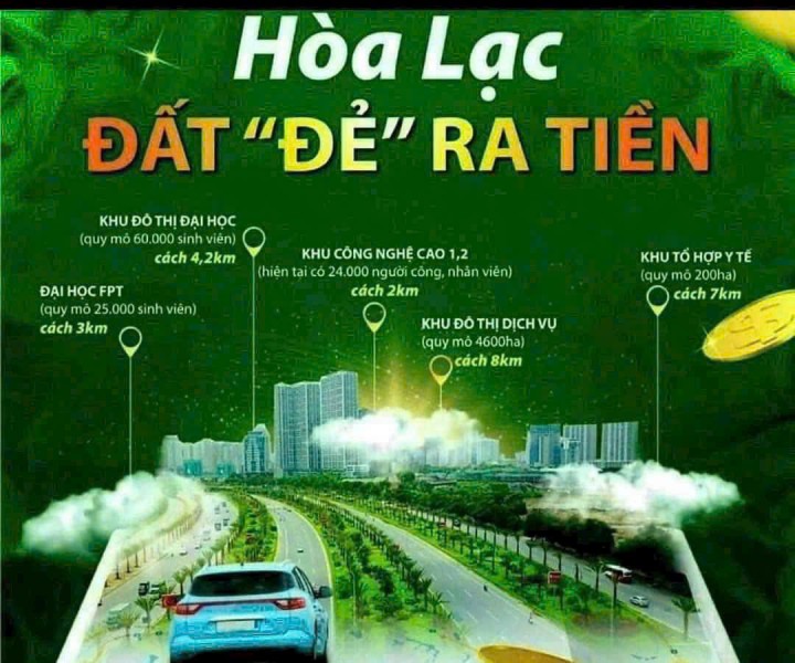 SIÊU PHẨM VIEW HỒ - SÁT ĐHQG HÒA LẠC -Đường ô tô 3 xe tránh, mặt tiền đẹp, dân cư hiện hữu