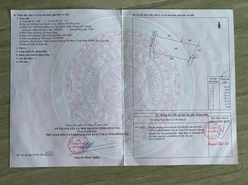 LÔ ĐẤT VỊ TRÍ ĐẸP - GIÁ TỐT tại xã Bàu Cạn, huyện Long Thành, tỉnh Đồng Nai