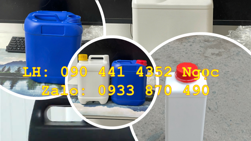 Can nhựa tròn 5 lít vòi ấn, can nhựa 2L đựng thuốc tẩy, can 1 lít tròn đựng dầu nhớt 