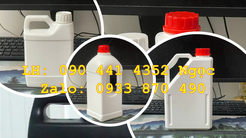 Can nhựa tròn 5 lít vòi ấn, can nhựa 2L đựng thuốc tẩy, can 1 lít tròn đựng dầu nhớt 
