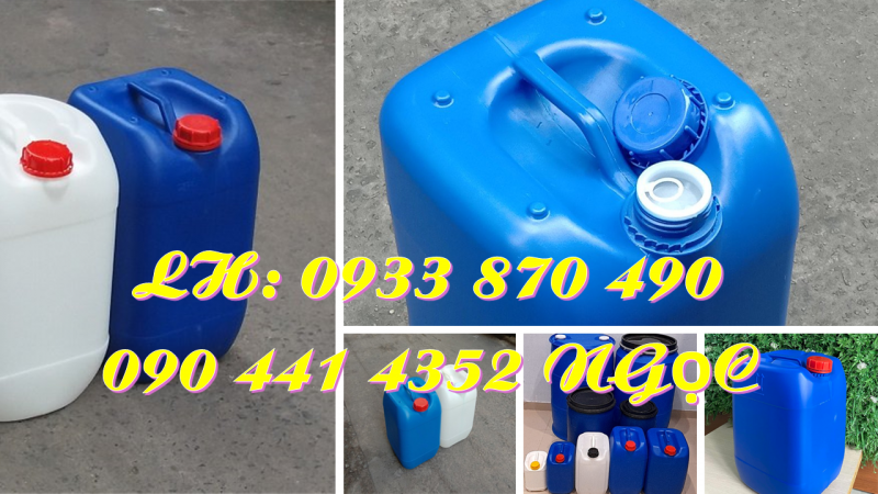 Gía can nhựa 10 lít vuông, can 20 lít đựng kiềm, thùng nhựa 25 lít đựng axit, can 30 lít giá rẻ