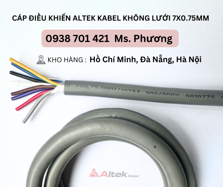 Cáp điều khiển Altek Kabel không lưới 7x0.75mm Đà Nẵng, Hà Nội, Hồ Chí Minh