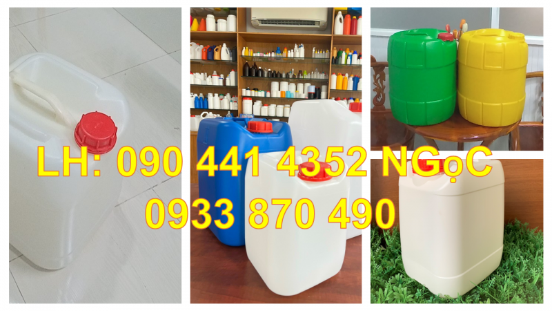 Thùng đựng chất lỏng 10 lít, can nhựa 20 lít đựng hóa chất, can 25 lít vuông, can nhựa 30L nắp thoát