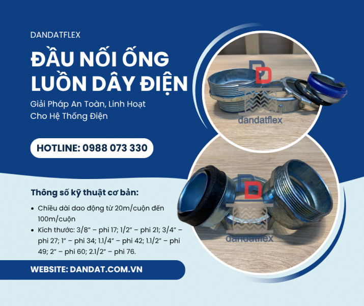 Phụ Kiện Ống Luồn Dây Điện, Đầu Nối Ống Ruột Gà Lõi Thép, Đầu Nối Kín Nước