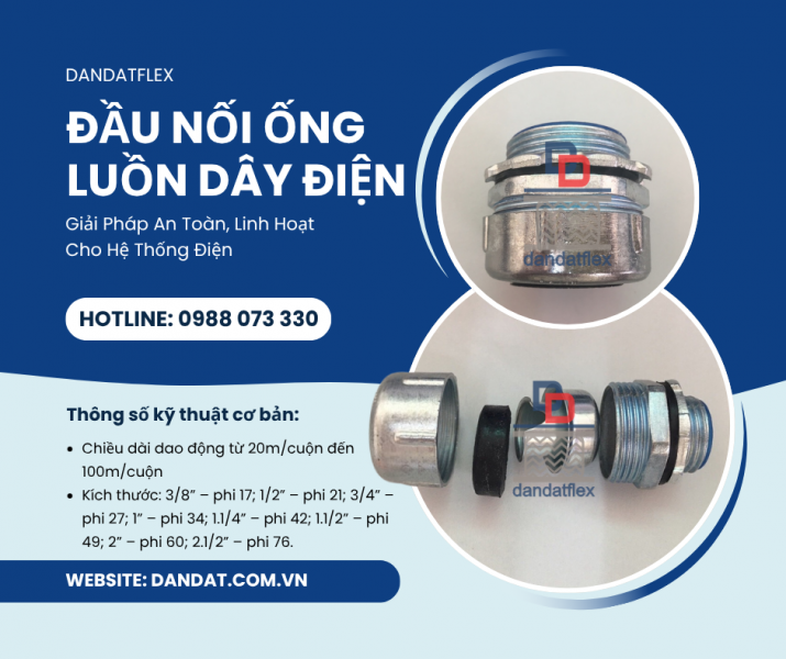 Đầu Nối Ống Thép Mềm Luồn Dây Điện/Phụ Kiện Ống Ruột Gà Lõi Thép/Đầu Nối Ống Mềm Kín Nước