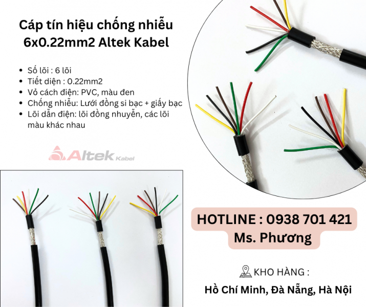 Cáp tín hiệu chống nhiễu 6x0.22mm Altek Kabel Đà Nẵng, Hà Nội, Hồ Chí Minh