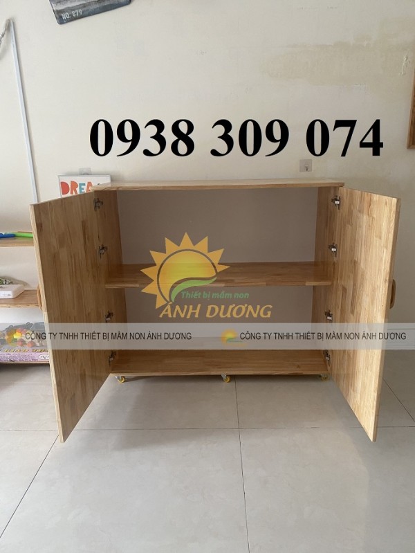 Tủ đựng chăn mền gối mầm non, tủ gỗ đựng mền gối mầm non