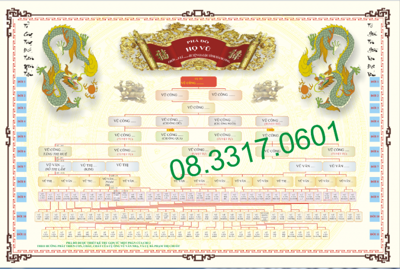Vẽ cây gia phả, vẽ cây phả hệ, vẽ cây phả đồ, thiết kế cây gia phả, dịch gia phả