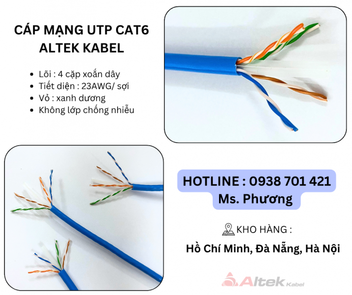 Cáp mạng UTP Cat6 Altek Kabel tại Đà Nẵng, Hà Nội, Hồ Chí Minh