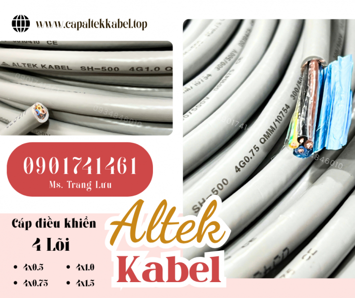 Cáp điều khiển 4x0.5/4x0.75/4x1.0/4x1.5 Altek Kabel chính hãng