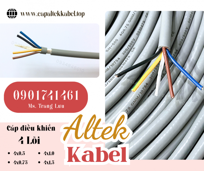 Cáp điều khiển 4x0.5/4x0.75/4x1.0/4x1.5 Altek Kabel chính hãng