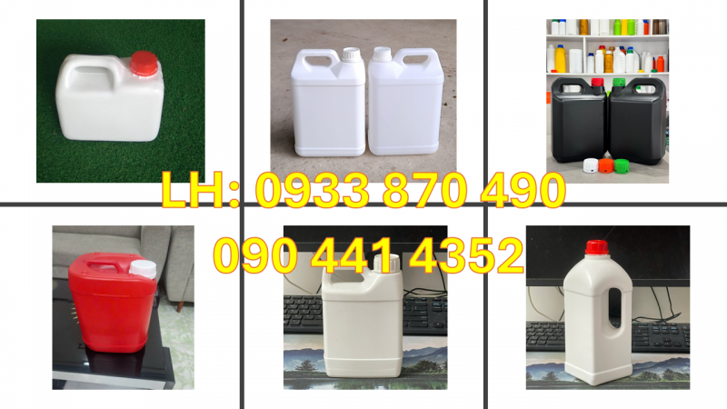 Bình nhựa 5 lít đựng mực in, can 2 lít đựng thuốc thủy sản, can nhựa HDPE 1 lít vòi ấn