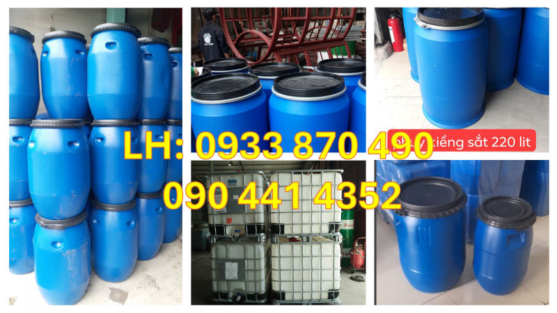 Thùng phuy 120 lít trồng cây, thùng phuy nhựa 220L đựng nước mắm 