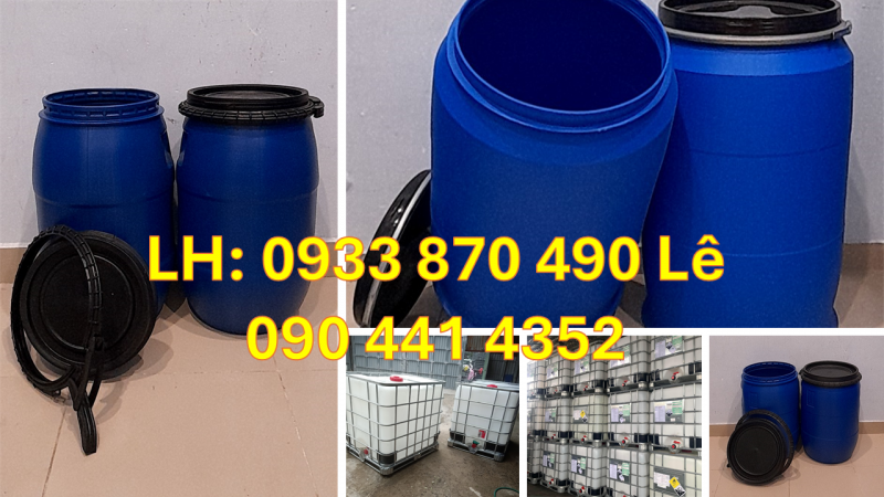 Thùng phuy 120 lít trồng cây, thùng phuy nhựa 220L đựng nước mắm 