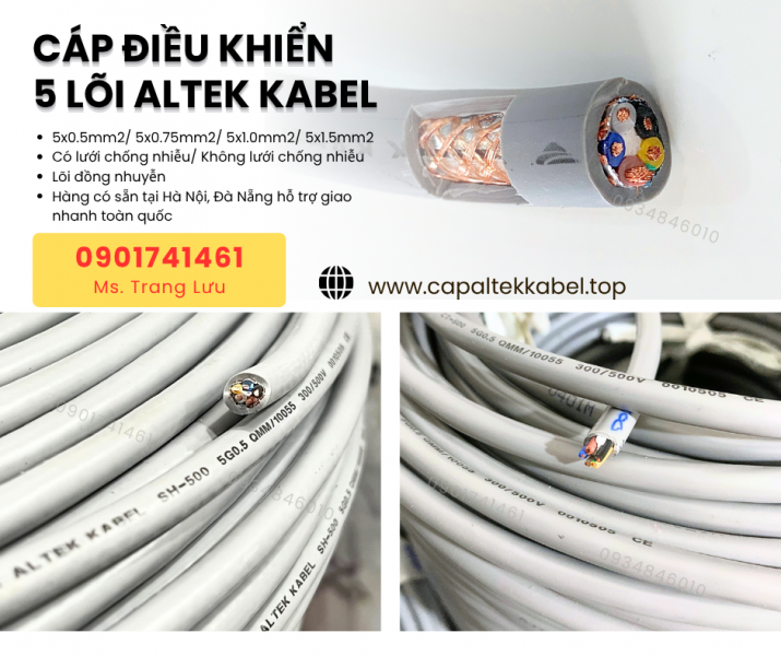 Cáp điều khiển 5x0.5/5x0.75/5x1.0/5x1.5 Altek Kabel