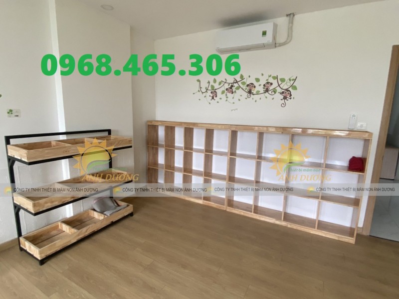 Tủ gỗ cặp dép mầm non, tủ đựng cặp mầm non