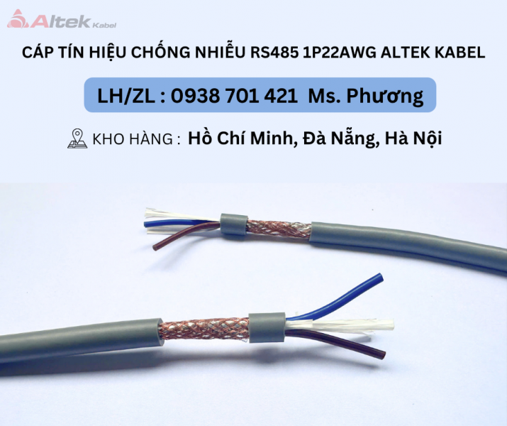 Cáp điều khiển có lưới chống nhiễu 2x0.5mm Altel Kabel Đà Nẵng, Hà Nội, Hồ Chí Minh