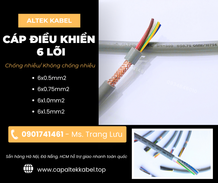 Cáp điều khiển 6x0.5/6x0.75/6x1.0/6x1.5 Altek Kabel