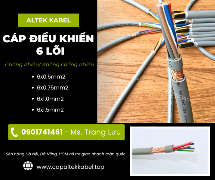 Cáp điều khiển 6x0.5/6x0.75/6x1.0/6x1.5 Altek Kabel