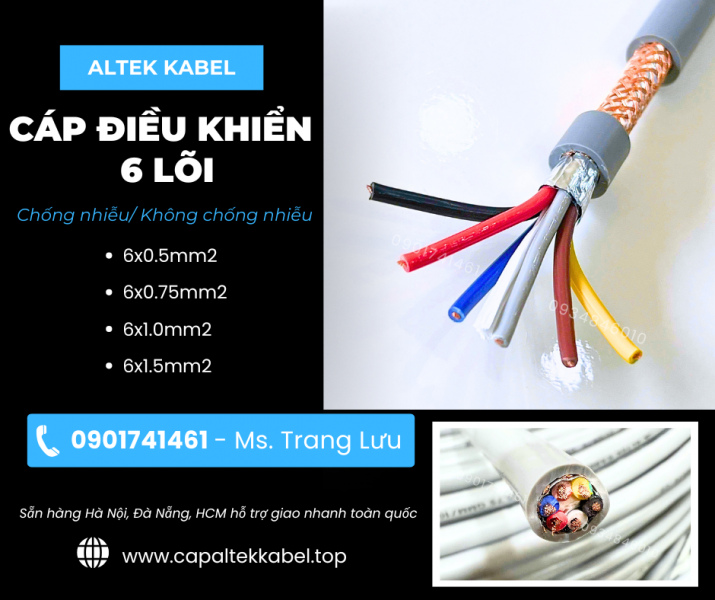 Cáp điều khiển 6x0.5/6x0.75/6x1.0/6x1.5 Altek Kabel