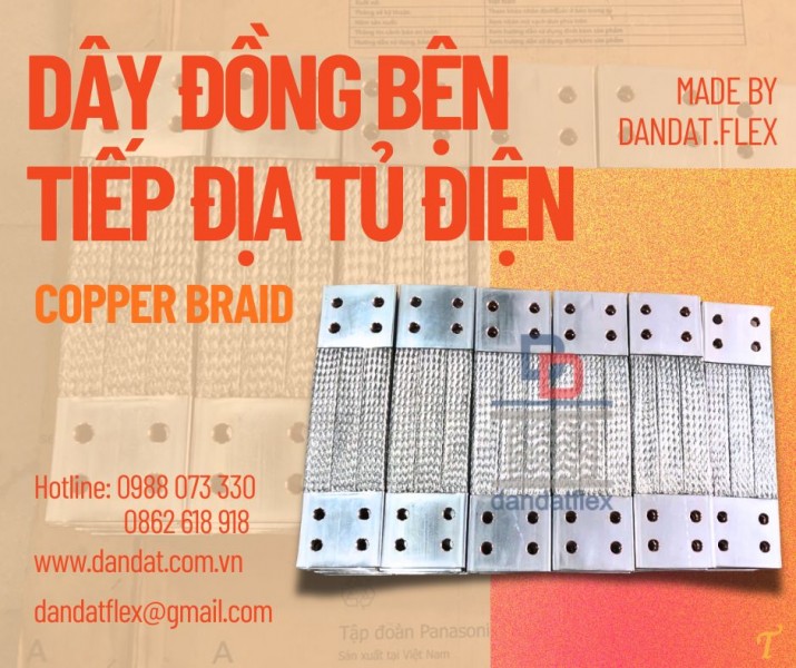 Khớp nối đồng mềm/ Dây đồng mềm/ Dây đồng bện tiếp địa thang máng cáp