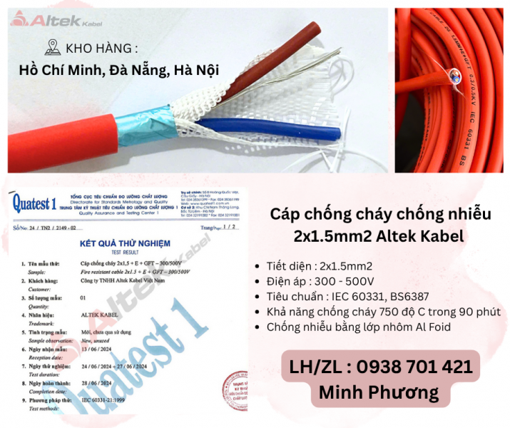 Cáp chống cháy chống nhiễu 2x1.5 Altek Kabel Hà Nội, Đà Nẵng, Hồ Chí Minh