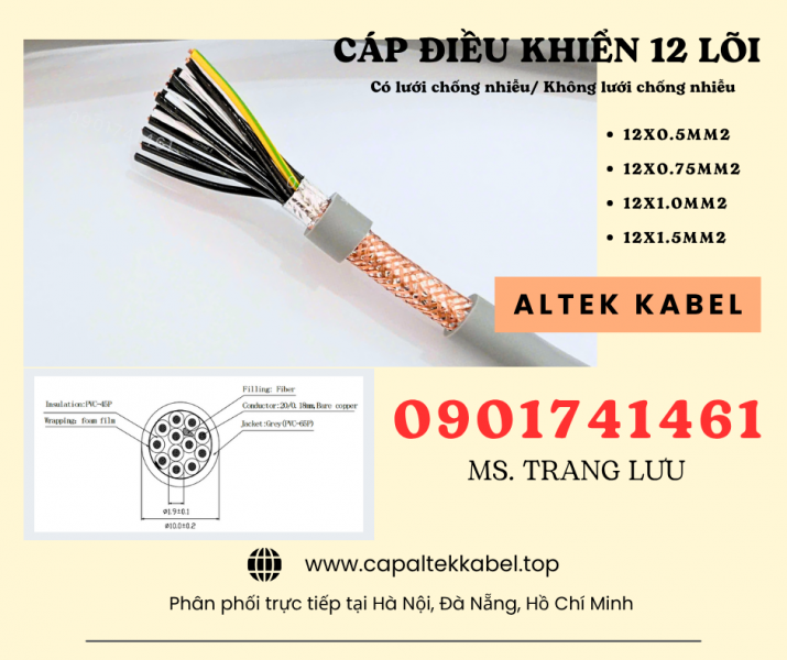 Cáp điều khiển 12x0.5/12x0.75/12x1.0/12x1.5 Altek Kabel