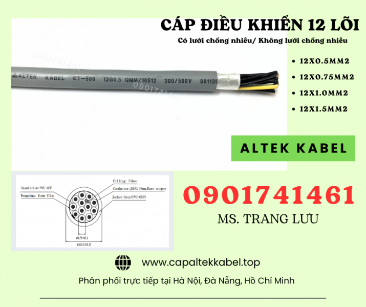 Cáp điều khiển 12x0.5/12x0.75/12x1.0/12x1.5 Altek Kabel