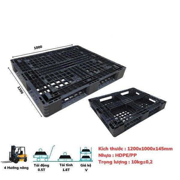 PALLET NHỰA 1200 x 1000 x 145 mm TẢI NHẸ, MÀU XANH. MUA/BÁN LH: 0964018718