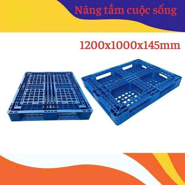 PALLET NHỰA 1200 x 1000 x 145 mm TẢI VỪA, MÀU XANH. MUA/BÁN LH: 0964018718