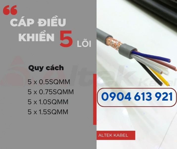 Cáp điện điều khiển tín hiệu 5x0.5/5x0.75/5x1.0/5x1.5 Altek Kabel