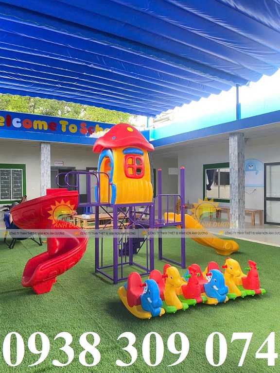 Cầu trượt liên hoàn giá rẻ, tặng bập bênh , cầu trượt hồ bơi