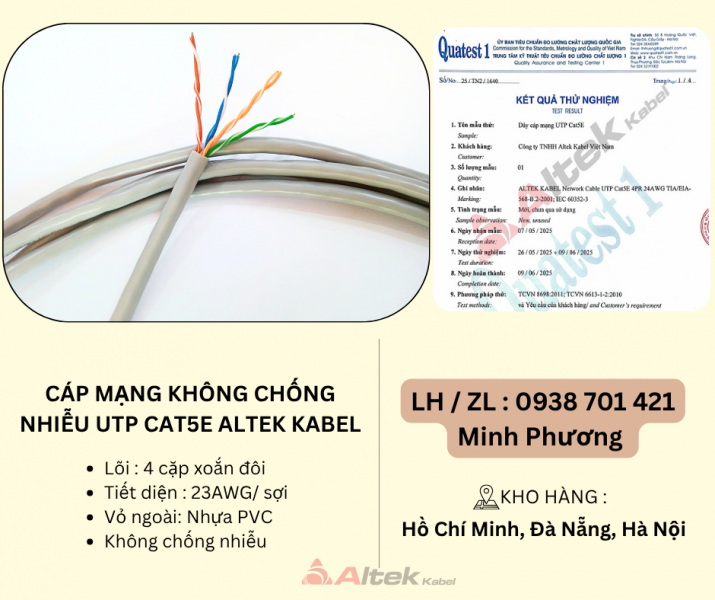 Cáp mạng không chống nhiễu UTP Cat5e Altek Kabel Đà Nẵng, Hà Nội, Quảng Trị