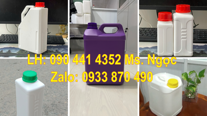 Cung cấp can nhựa đựng hóa chất 0.5 lít, can 1 lít dày, can nhựa 2 lít tròn