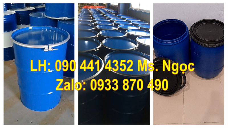 Vỏ thùng phuy sắt nắp hở, thùng phi sắt 220L đựng dung môi 