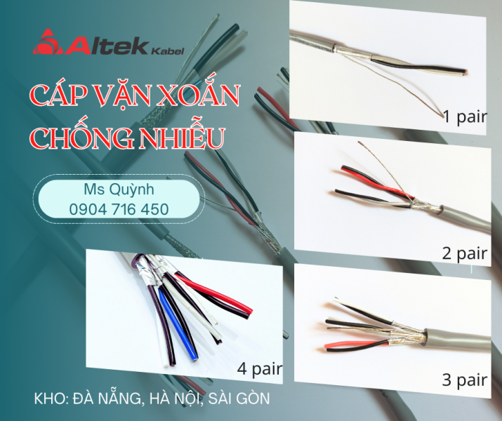 Cáp tín hiệu vặn xoắn chống nhiễu 2 Pair 16/ 18/ 20/ 22 Awg Altek Kabel