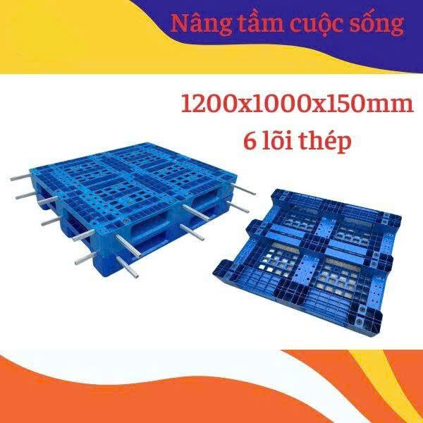 PALLET NHỰA XANH, 6 LÕI THÉP, TẢI TRỌNG KÊ HÀNG LÊN ĐẾN 4500KG. MUA HÀNG LH: 0964018718