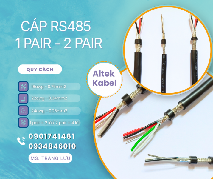 Cáp RS485 1pair 18awg/1pair 22awg/ 1pair 24awg/ 2pair 18awg/ 2pair 22awg/ 2pair 24awg
