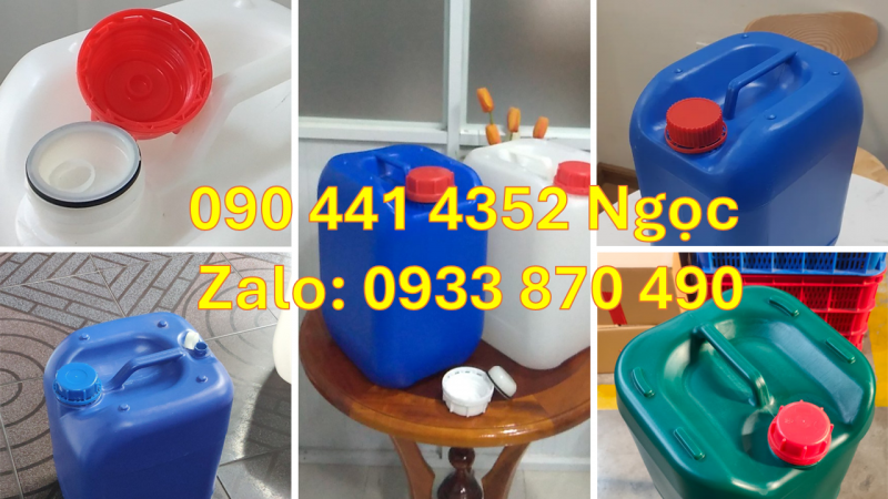 Vỏ can nhựa 30 lít vuông, can 25 lít đựng chất tẩy, can nhựa 20 lít đựng nước javel 