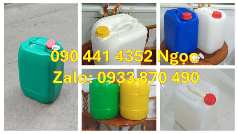 Vỏ can nhựa 30 lít vuông, can 25 lít đựng chất tẩy, can nhựa 20 lít đựng nước javel 
